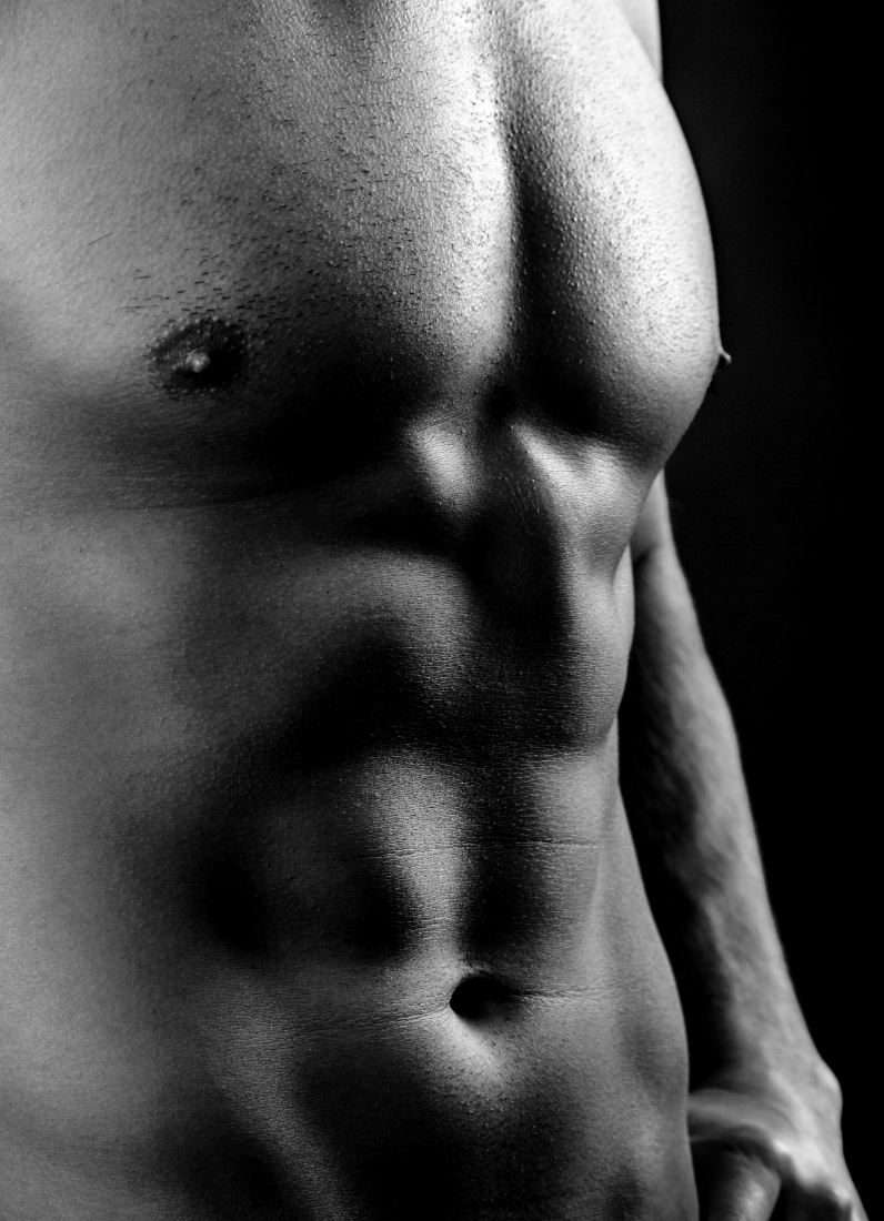 Male torso in black and white